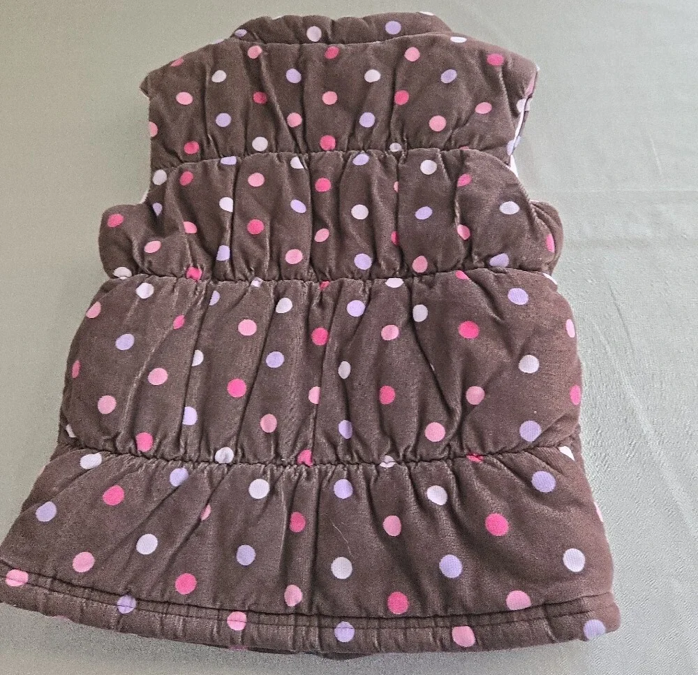 Carter's Girls 6X Brown Pink Polka Dot Quilted Vest